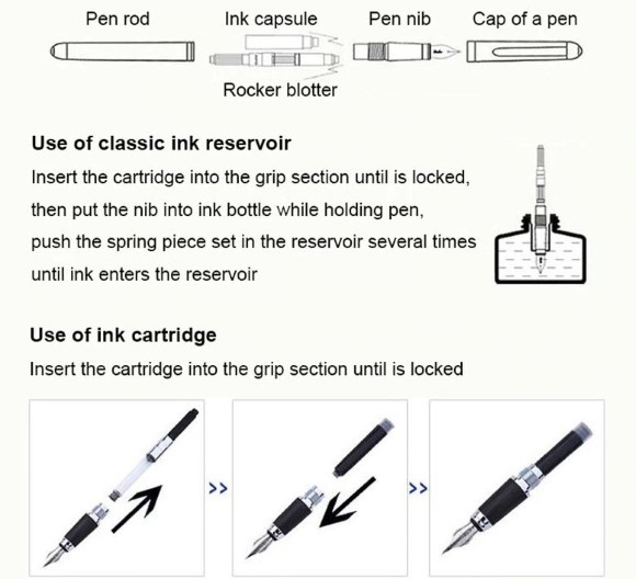 5 מיכלי דיו שחור למילוי עט נובע 4 מ"מ
