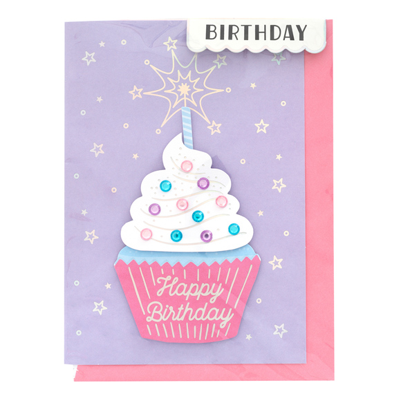 כרטיס ברכה ומעטפה Birthday - Cupcake